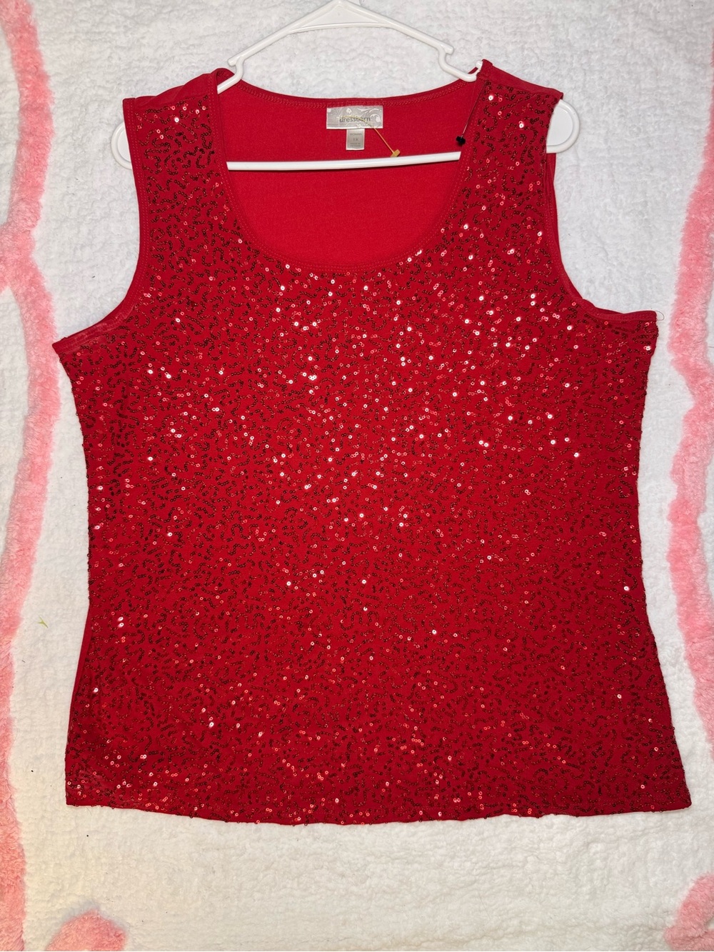 dressbarn Red Sequin Sleeveless Tank Top